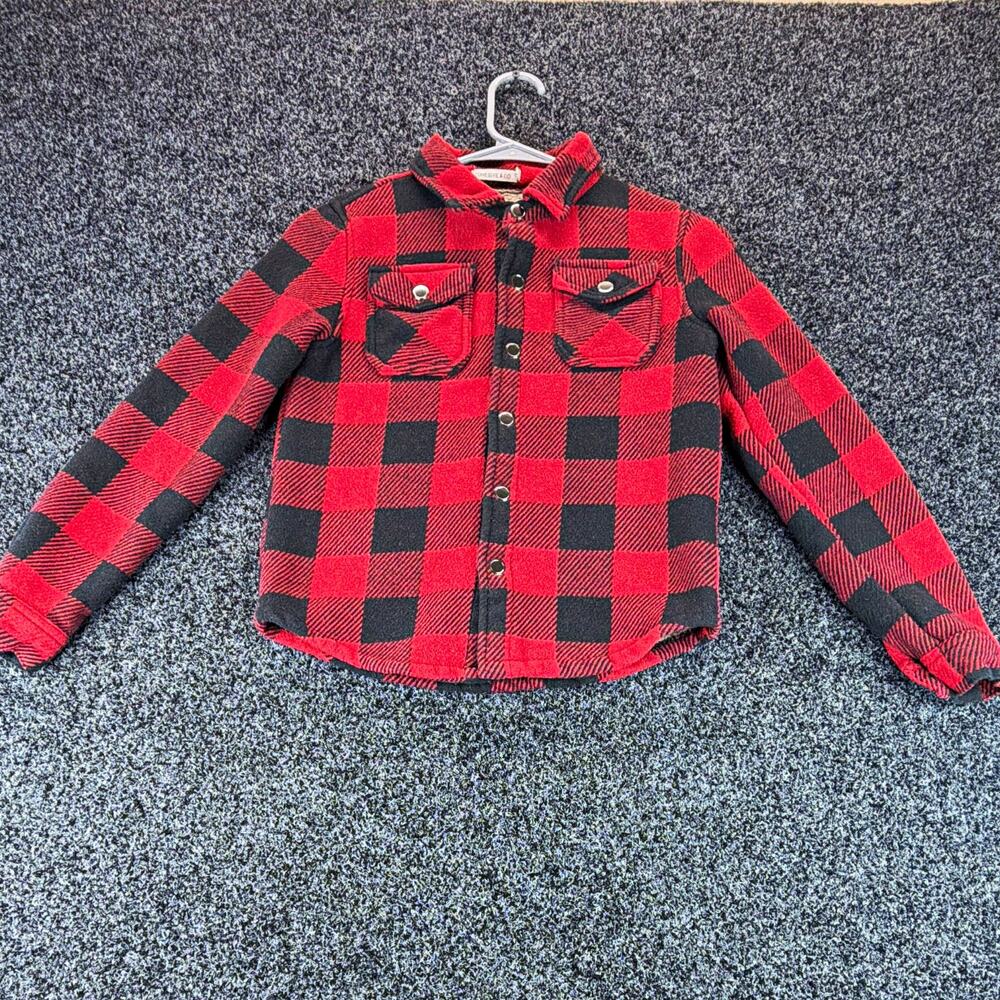 Cohesive & Co Buffalo Plaid Fleece Lined Snap Front Shirt Jacket Kids M
